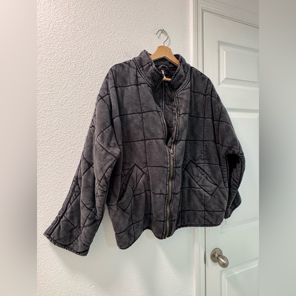 Freepeople Dolman Quilted Knit Jacket oversized fitted in black size small - Picture 7 of 8